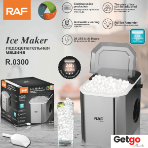 RAF Countertop Ice Cube Maker Machine with Handle, 12Kgs in 24Hrs, 9 Ice Cubes Ready in 6 Mins, Auto-Cleaning Portable Ice Maker with Basket and Scoop, for Home/Kitchen/Office/Cafes Imported